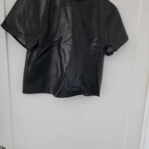 Black Faux Leather shirt, size XS - Picture 5 of 9